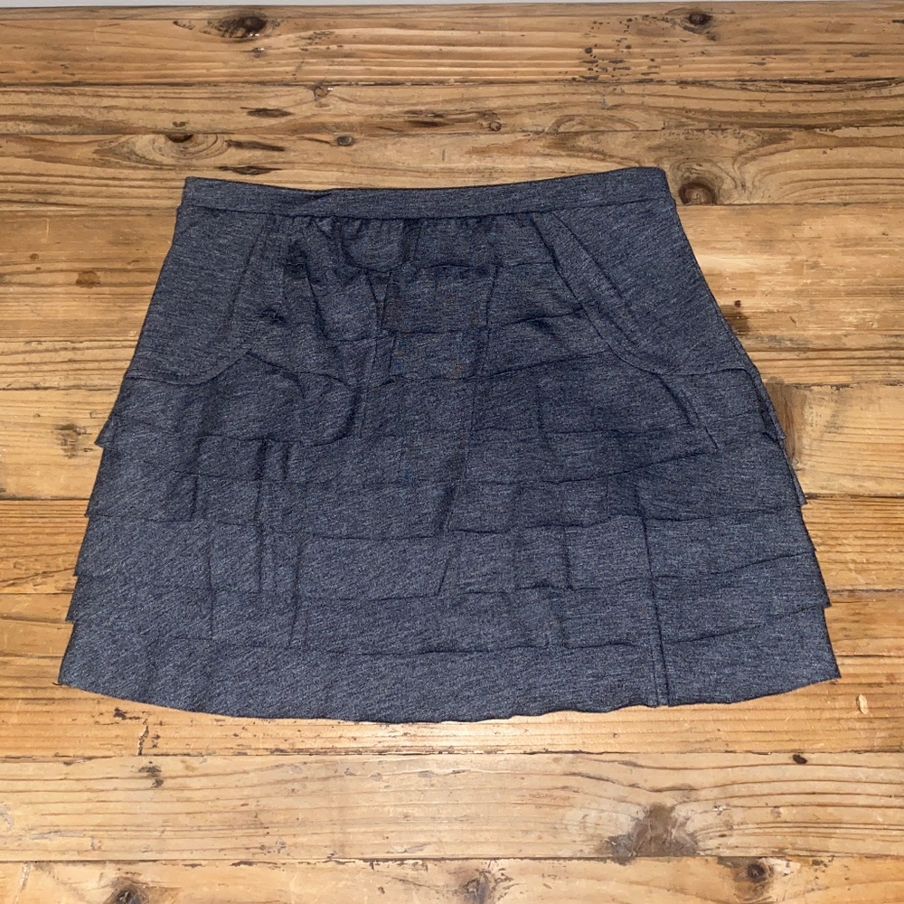 Ella Moss Gray Layered Ruffle Mini Skirt Sz Med